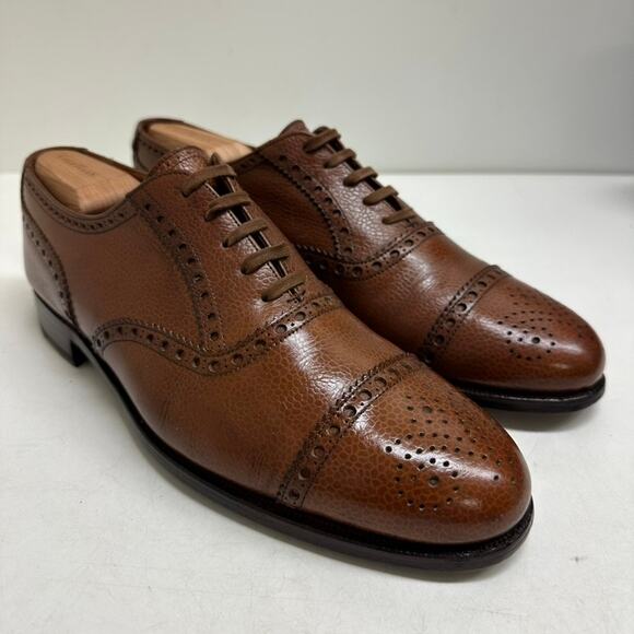 EXCELLENT Crockett & Jones x Polo Ralph Lauren Scotch Grain Cap Toe Bal 10 - Picture 3 of 13